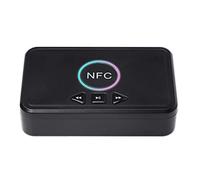 Akozon Adattatore Audio del Ricevitore NFC 5.0 con Chip Incorporato, Controllo a Lungo Raggio di 15 M, Luce Ambientale Colorata, per Auto, Stereo Domestico, Riproduzione USB, Supporto (BLACK)