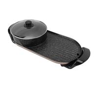 Akozon Akozon 1400w 2 in 1 Pentola Calda Elettrica e Grill Non Stick Shabu Pentola Shabu con Controllo della Temperatura per il Riscaldamento Rapido e Senza Fumo Coreano BBQ