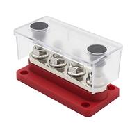 Akozon Barra Collettrice per Blocco Distribuzione Alimentazione 300A Scatola per Sbarre Collettrici per Impieghi Gravosi 3/8 48 V con Copertura Trasparente per Veicoli, Barche, (rosso)