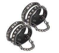Akozon Braccialetti per Viti a Rivetta Multistrato da Polso da Braccialettatore Punk da 2 Pezzi in Pelle Finta Vintage - Elegante Braccialetto da 22 Cm Ispirato Alla Moto per Roccia, Feste e