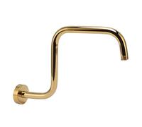 Akozon Braccio Doccia a Forma di S 12 Pollici Oro | Prolunga per montaggio a parete in acciaio inossidabile, design curvo per adulti alti, include flangia, adatta a soffioni