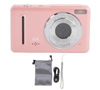 Akozon Camera Digitale 4K 64 MP con Schermo da 2,4 Pollici, Fotocamera da Viaggio Compatta Portatile 18x Zoom per Principianti, Videocamera per (PINK)