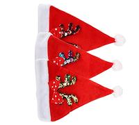 Akozon Cappello da Babbo Natale per Capodanno 2022, Cappello per le Vacanze di Natale con Corna e Fiocco per Bambini e Adulti, Accogliente Copricapo Festivo Invernale