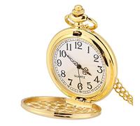 Akozon Classical Chartz Analog Docket Watch Necklace Ciondolo con Catena - Finitura in Oro Liscia (Catena sottile lucida dorata)