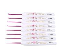 Akozon Ferri da Uncinetto 8pz uncinetto ergonomico alluminio uncinetti ganci impostare lavoro a maglia aghi tessitura strumenti set con Morbida Stampa Floreale Manico Regalo Per Donne/Mamma(piccolo)
