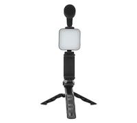 Akozon Kit Luce Video LED e Telefono con Treppiede, Clamp/Holder per Telefono e Luce di Riempimento 6500K per Streaming Live e Registrazione Video