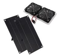 Akozon Kit Ventilatore Pannello Solare da 100 W Ventilatore Solare Esterno Portatile 12 V per Serra Pollaio Capannone Casa per Animali Ip67 Antipolvere (Doppio pannello)