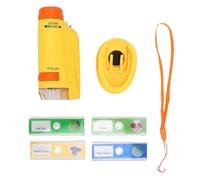 Akozon Microscopio Portatile per Bambini da 60 a 180X Microscopio Portatile a LED con 4 Campioni Strumento per Scienze Educative (YELLOW)