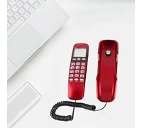 Akozon Mini Wall Telephone con ID Chiamante per Home Office & Hotel - Display LCD, 38 Ricordi in Arrivo, Telefono Fisso (rosso)