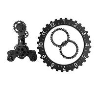 Akozon Orologio, Da Parete 3D Moderna Grande Parete Arte Rotante Calendario Meccanico Ruota Nera Steampunk (Nero)