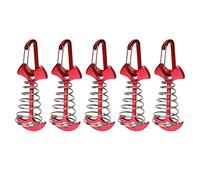Akozon Pali per Tenda a Lisca di Pesce Resistenti da 5 Pezzi con Fibbia a Molla e Ancoraggio in Corda Regolabile per il Fissaggio della Tenda da Campeggio Sul Ponte e in Legno (rosso)
