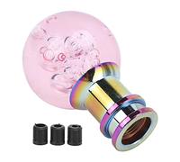 Akozon Pomello del Cambio Manuale a Bolle di Cristallo Rosa Universale Con 3 Adattatori Filettati 8mm, 10mm, 12mm