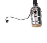Akozon Porta della Luce a Sospensione Vintage con Interruttore a Catena a Trazione - Base Lampada Montata a Soffitto in Bronzo per Cucine, Sale da Pranzo, Bar e Altro Ancora (BLACK)