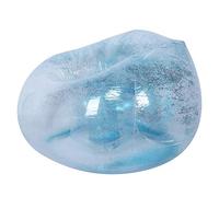 Akozon Pouf Gonfiabile Trasparente con Decorazione di Paillettes, Blu/Oro | Materiale in PVC, design ergonomico, ideale per il relax interno ed esterno