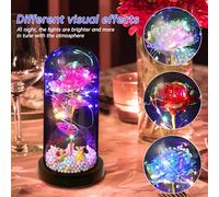 Akozon Regali per Donne con Rose Illuminate per Sempre - Fiore Eterno con Cupola in Acrilico Colorato per la Festa della Mamma, San, Anniversario e Natale (BLUE)