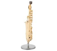 Akozon Replica di Sassofono Contralto in Miniatura con Supporto e, Ornamenti per Modelli di Strumenti Placcati in Oro