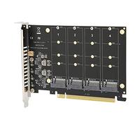 Akozon Scheda di Espansione M.2, Scheda Adattatore 4 Porte M.2 Nvme SSD Nvme Adattatore Convertitore Disco Rigido Lettore Espansione PCIE Kioxia a PCIE X16 Chiave M