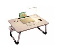 Akozon Scrivania Ergonomica da Letto con Portabicchieri - Vassoio da Tavolo Portatile Pieghevole per Laptop, Supporto per Divano e Pavimento - Leggere, Scrivere e Mangiare - Bianco
