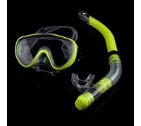 Akozon Set da Snorkeling Professionale di Alta qualità, Maschera Subacquea in Vetro Temperato con Tubo per Boccaglio (YELLOW)