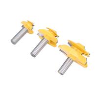 Akozon Set di 3 Punte per Fresa per Mitra con Bloccaggio per Colla a 45° con Gambo 1/2 Pollice - Kit di Frese Ideali per la Lavorazione del Legno per Giunti Resistenti e Tagli di Precisione