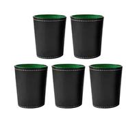 Akozon Set di 5 Tazze da Dadi in Pelle PU, Tazza da 5 Pezzi con 20 Dot da Dadi Squisite Tazze di Scatole da Agitazione Nera per i Bugiardi da Bar Farkle yahtzee.