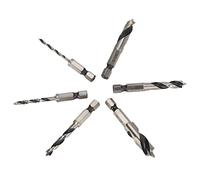 Akozon Set di 6 Punte Trapano a 3 Punte - Trapano in Acciaio Ad Alta velocità di Alta qualità per la Lavorazione del Legno per Fori di Precisione in Legni Duri Come Acero, Quercia, Ciliegio -