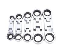 Akozon Set di Chiavi a Cricchetto Professionali con Testa Corta e Flessibile, estremità a Doppia Scatola Metrica, 8-19 Mm, per Riparazioni Strette, Manutenzione del Computer,