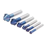 Akozon Set di Frese per Smussatura 6 Pezzi - Punte per Smusso in Acciaio Al Tungsteno per Sbavatura di Precisione e Lavorazione di Superfici Coniche