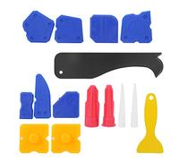 Akozon Set di Strumenti per Sigillante in Silicone 15 Pezzi - Dispositivo per Rimuovere Mastice, Raschietto, Spatola e Detergente per Piastrelle per Vetro, Stuccatura e Modanatura - Kit di Finitura