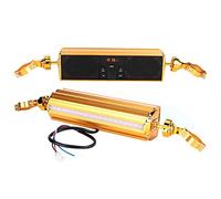 Akozon Stereo per Manubrio Moto con Altoparlante, Radio Mp3/Usb/Fm, Display a LED e Luce, Design Antiscivolo per Bici da Crociera (GOLD)