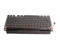 Akozon Tastiera per Macchina da Scrivere 83 Tasti Tastiera Meccanica Wireless Vintage con Elettronica a Colori con Venature del Legno e Cappuccio Rotondo in Metallo (Venatura