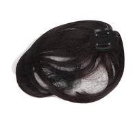 Akozon Topper per Capelli Umani con Clamp/Holder con Frangia Parrucca Alla Moda Marrone Scuro con Frangia Francese, Rotonda Leggera e Traspirante 3D per Donna, Design Facile Agganciare