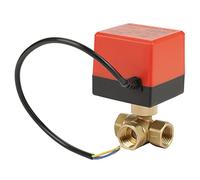 Akozon Valvola a Sfera Motorizzata in Ottone e Acciaio Inossidabile G1 / 2" DN15 Valvola Elettrica a 3 Vie 220V AC Motorizzata per Controllo di Flusso