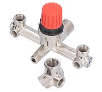 Akozon Válvula de Salida Doble del Tubo Interruptor Compresor Aire | Raccordo del Compressore a Pistone Filettato in Metallo Guarnizione Ad Anello a Forma di V Risposta Rapida Non Regolabile