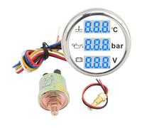 Akozon Voltmetro della Pressione Dell'olio della Temperatura Dell'acqua della Barca Display Digitale Multifunzionale Set di Indicatori di Prova Dell'acqua IP67 per (Copertura argentata con quadrante