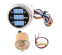 Akozon Voltmetro della Pressione Dell'olio della Temperatura Dell'acqua della Barca Display Digitale Multifunzionale Set di Indicatori di Prova Dell'acqua IP67 per (Copertura argentata con quadrante