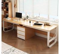 AKPHBKFG Scrivania per Computer, Grande scrivania per Due Persone con cassetti, scrittoio in Legno, scrivania Extra Lunga Rettangolare per Soggiorno, in affitto per Computer Wood Color,240cm