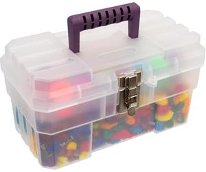 Akro-Mils 09514 CFT 14-Inch Plastic Art Supply Craft Storage Tool Box, Semi-Clear
