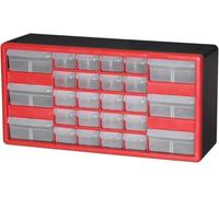 akro-mils 10126REDBLK 26 Drawer Plastic Parts Storage Hardware and Craft Cabinet, 20" x 10-1/4" x 6-3/8" Red/Black, 10126REDBLK
