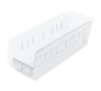 Akro-Mils 30120 Plastic Shelf Bins, Heavy Duty Storage Bins for Garage, Closet, and Drawer Organization, 30.48 cm x 10.16 cm x 10.16 cm, Clear, 24-Pack