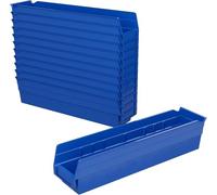 Akro-Mils 30128 Plastic Shelf Bins, Heavy Duty Storage Bins for Garage, Closet, and Drawer Organization, 45.72 cm x 10.16 cm x 10.16 cm, Blue, 12-Pack