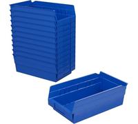Akro-Mils 30130 Plastic Shelf Bins, Heavy Duty Storage Bins for Garage, Closet, and Drawer Organization, 30.48 cm x 16.51 cm x 10.16 cm, Blue, 12-Pack