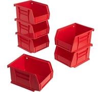 Akro-Mils 30210 AkroBins Plastic Storage Bins, Space-Saving Stackable Bins for Garage, Pantry, Craft Organization, 12.7 cm x 10.16 cm x 7.62 cm, Red, 6-Pack