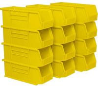 Akro-Mils 30224 AkroBins Plastic Storage Bins, Space-Saving Stackable Bins for Garage, Pantry, Craft Organization, 27.94 cm L x 10.16 cm W x 10.16 cm H, Yellow, 12-Pack