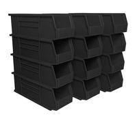 Akro-Mils 30234 AkroBins Plastic Storage Bins, Space-Saving Stackable Bins for Garage, Pantry, Craft Organization, 38.1 cm x 12.7 cm x 12.7 cm, Black, 12-Pack