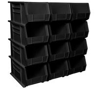 Akro-Mils 30240 AkroBins Plastic Storage Bins, Space-Saving Stackable Bins for Garage, Pantry, Craft Organization, 38.1 cm x 20.32 cm x 17.78 cm, Black, 12-Pack