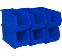 Akro-Mils 30265 AkroBins Plastic Storage Bins, Space-Saving Stackable Bins for Garage, Pantry, Craft Organization, 45.72 cm x 8.212.7 cm x 22.86 cm, Blue, 6-Pack