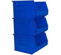 Akro-Mils 30270 AkroBins Plastic Storage Bins, Space-Saving Stackable Bins for Garage, Pantry, Craft Organization, 45.72 cm x 40.64 cm x 27.94 cm, Blue, 3-Pack