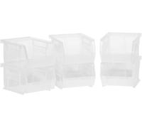 Akro-Mils AkroBins 08212SCLAR 30210 - Contenitore portaoggetti impilabile in plastica, da appendere, 12,7 x 10,2 x 7,6 cm, trasparente, confezione da 6