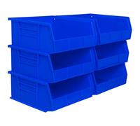 Akro-Mils AkroBins 30235, Contenitori portaoggetti in plastica, impilabili, salvaspazio, per garage, dispensa, organizzazione artigianale, 27,9 x 27,9 x 12,7 cm, colore: blu, confezione da 6